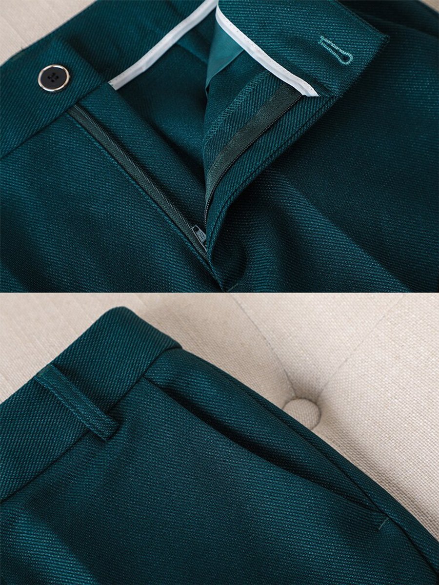 Women's Tailored Single-Button Blazer Suit Set High-Waist Pants