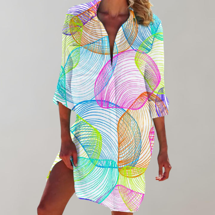 Women's Tie-Dye Button-Down Relaxed Fall Midi Dress