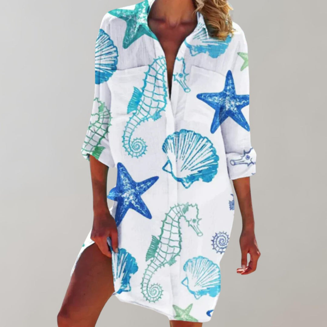 Women's Tie-Dye Button-Down Relaxed Fall Midi Dress