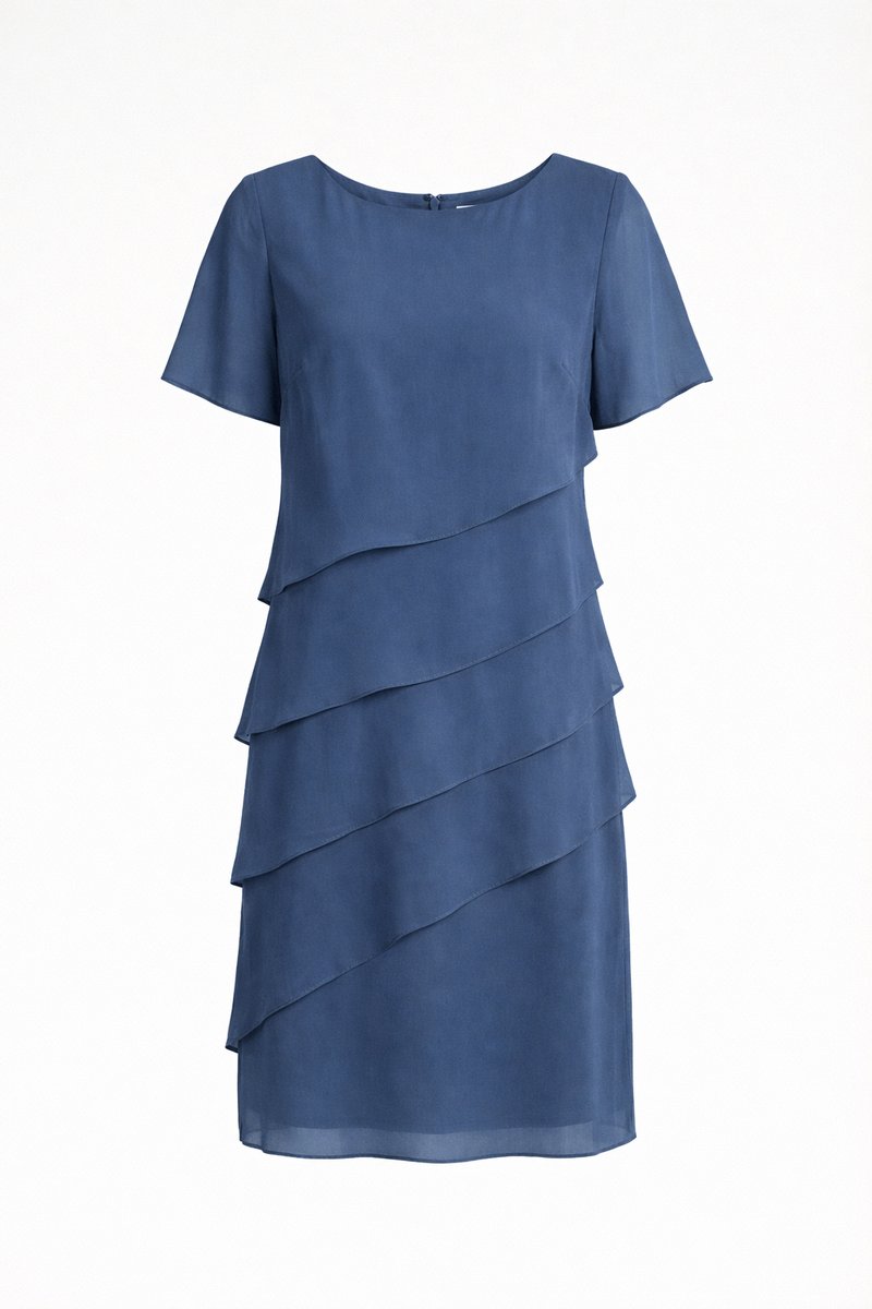 Women's Tiered Chiffon Fall Wedding Guest Dress Short Sleeve