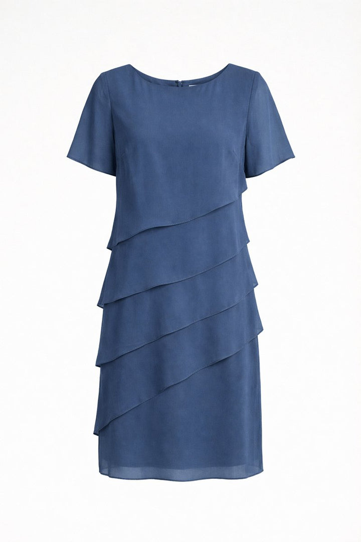 Women's Tiered Chiffon Fall Wedding Guest Dress Short Sleeve