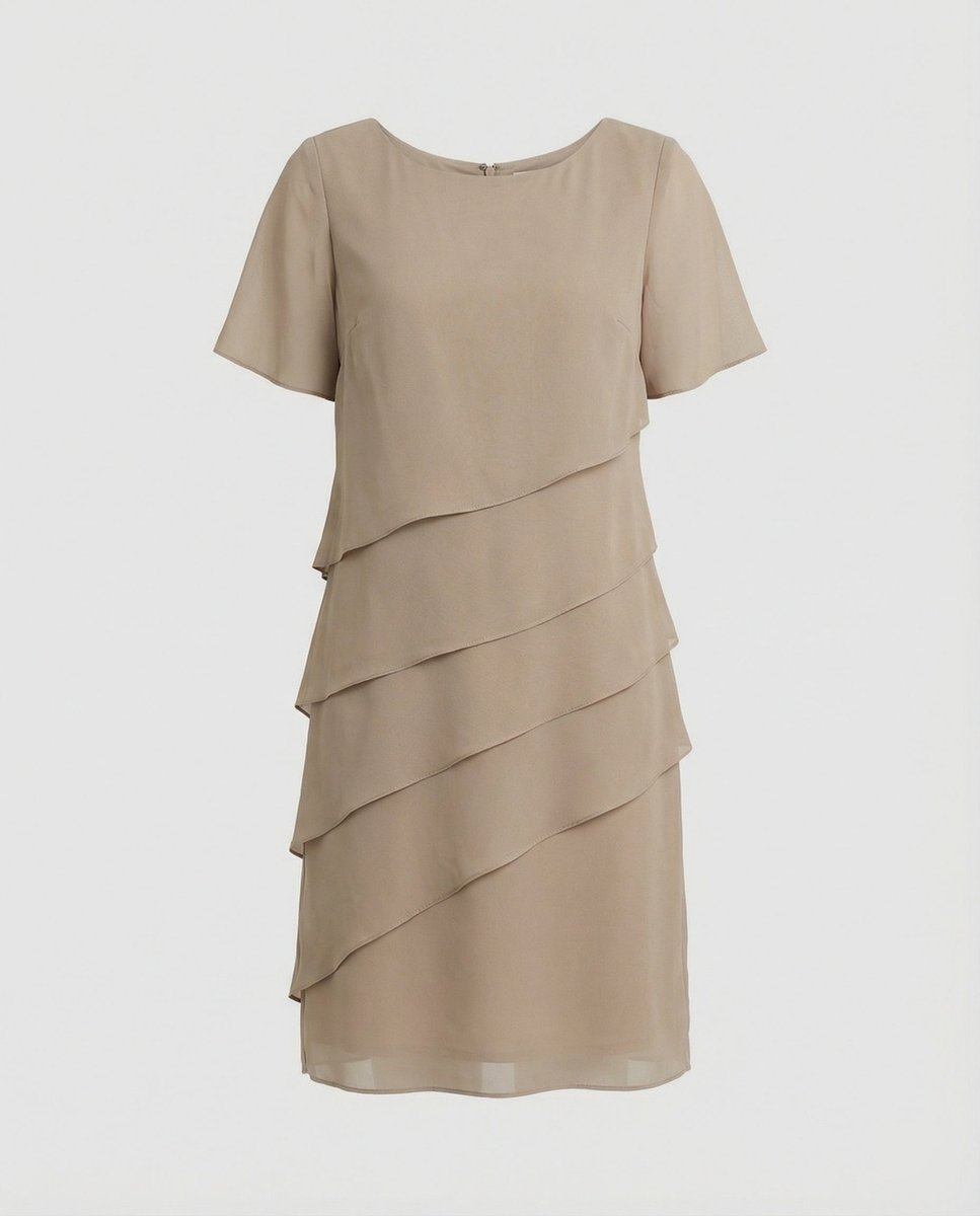 Women's Tiered Chiffon Fall Wedding Guest Dress Short Sleeve