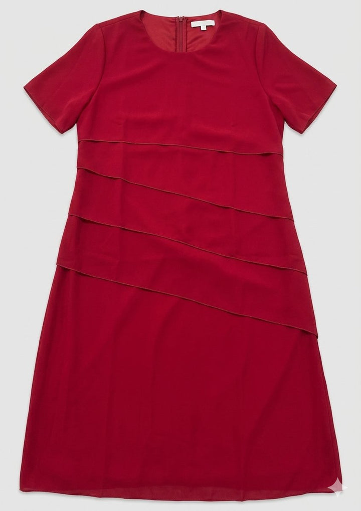 Women's Tiered Chiffon Fall Wedding Guest Dress Short Sleeve