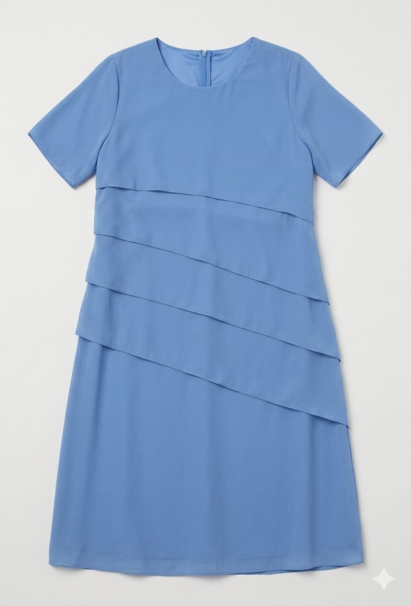 Women's Tiered Chiffon Fall Wedding Guest Dress Short Sleeve