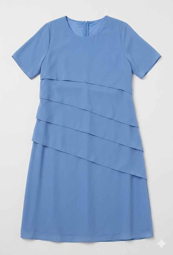 Women's Tiered Chiffon Fall Wedding Guest Dress Short Sleeve