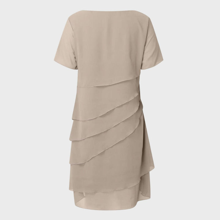 Women's Tiered Chiffon Short-Sleeve Formal Dress
