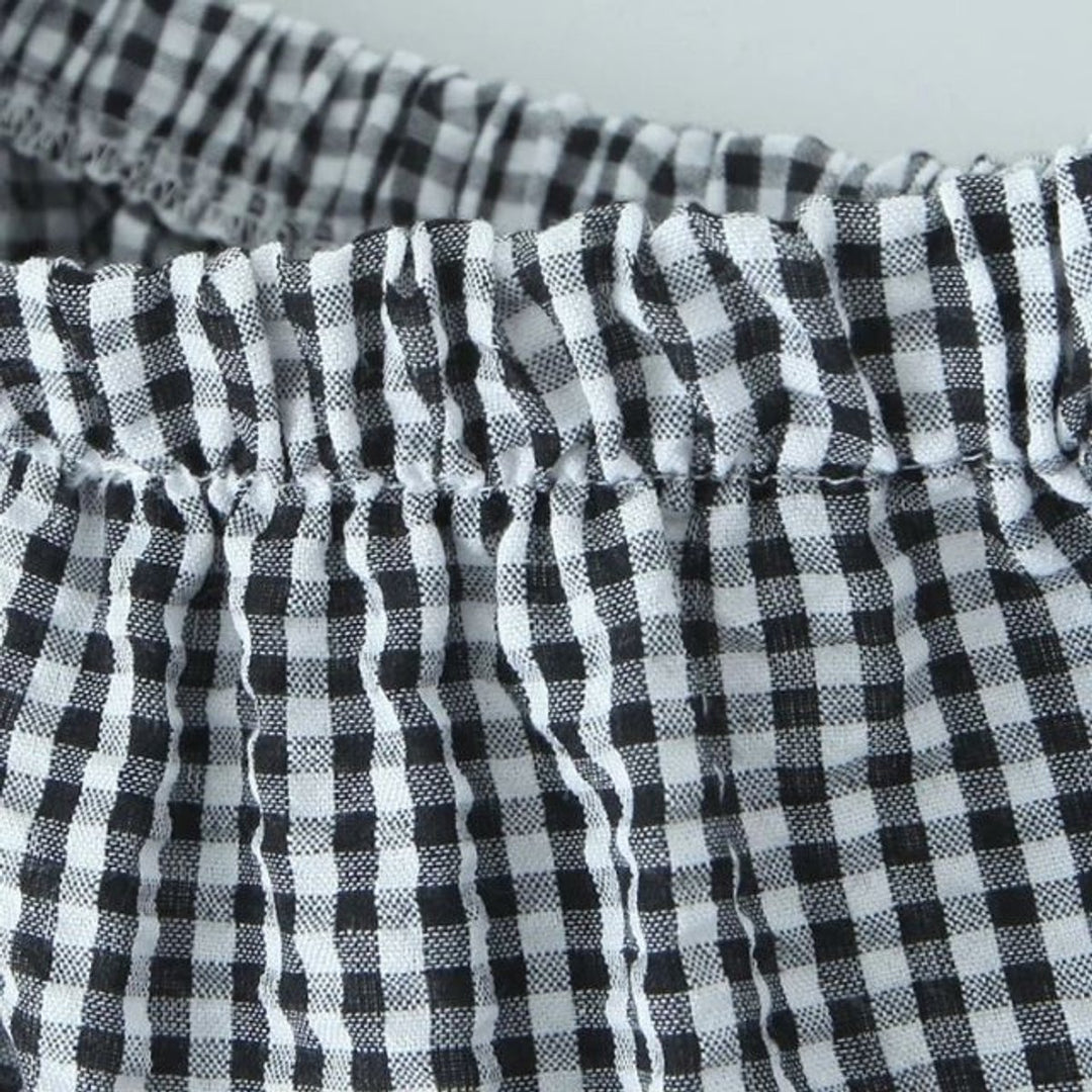 Women's Tiered Gingham Ruffle Fall Midi Skirt Elastic Waist