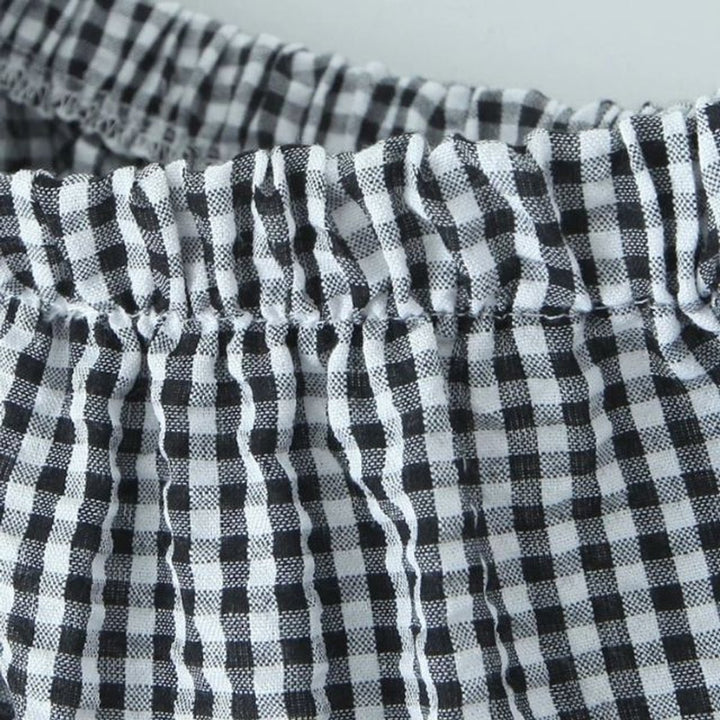 Women's Tiered Gingham Ruffle Fall Midi Skirt Elastic Waist