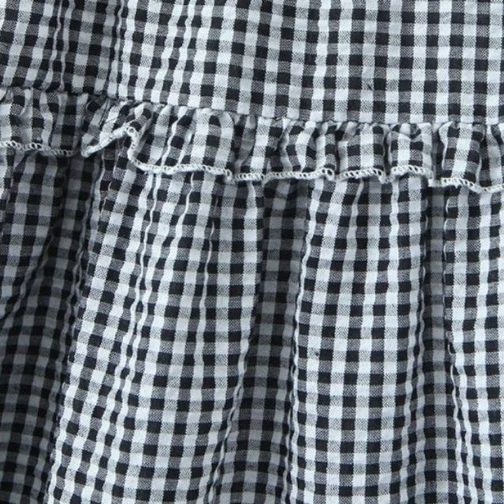 Women's Tiered Gingham Ruffle Fall Midi Skirt Elastic Waist