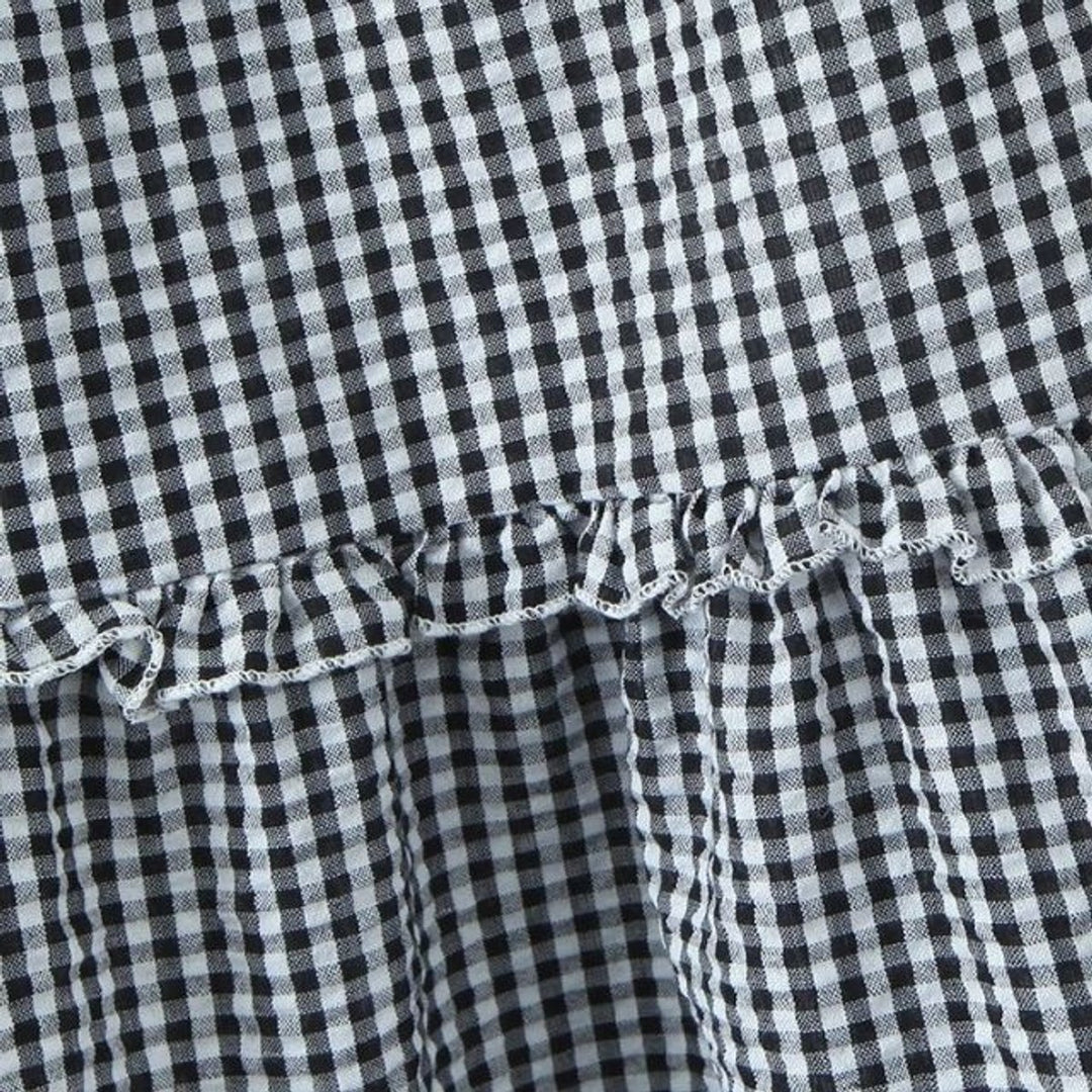 Women's Tiered Gingham Ruffle Fall Midi Skirt Elastic Waist