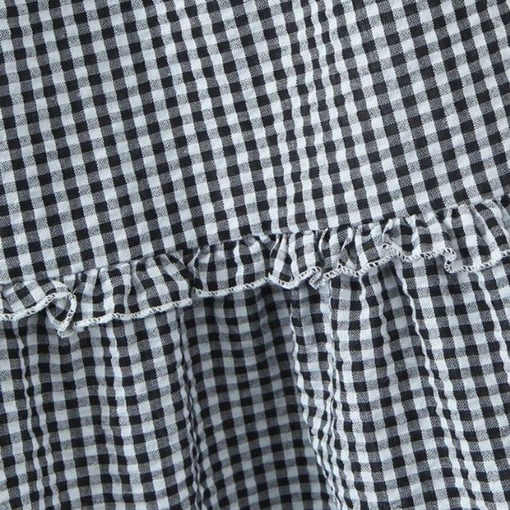Women's Tiered Gingham Ruffle Fall Midi Skirt Elastic Waist