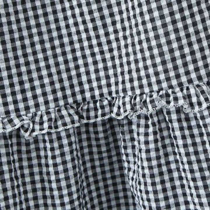 Women's Tiered Gingham Ruffle Fall Midi Skirt Elastic Waist