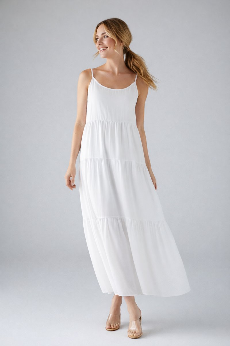 Women's Tiered Midi Formal Dress Lightweight Polyester Flowy Skirt