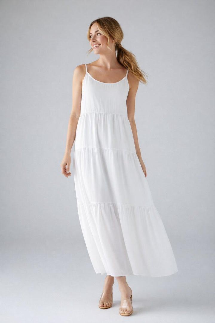 Women's Tiered Midi Formal Dress Lightweight Polyester Flowy Skirt