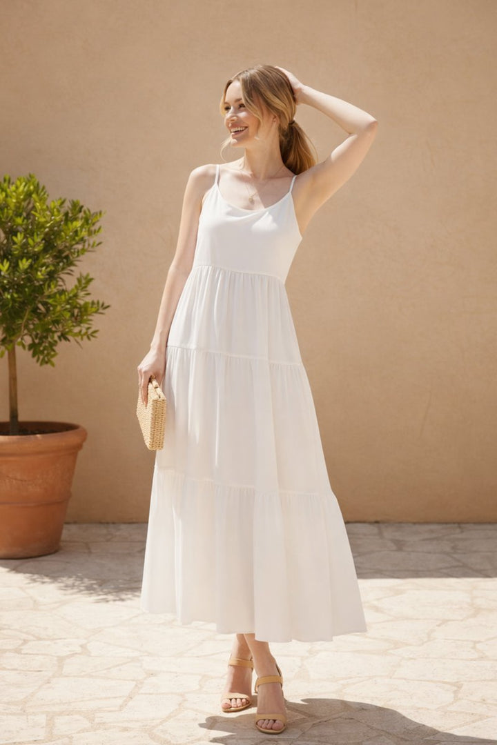 Women's Tiered Midi Formal Dress Lightweight Polyester Flowy Skirt