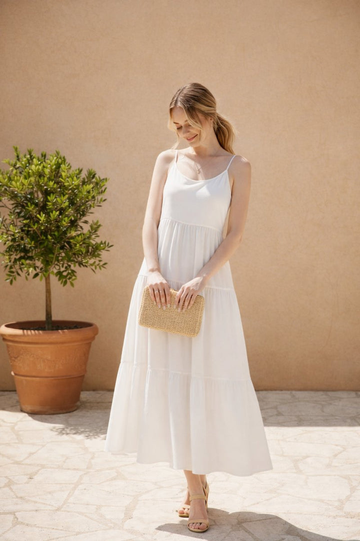 Women's Tiered Midi Formal Dress Lightweight Polyester Flowy Skirt