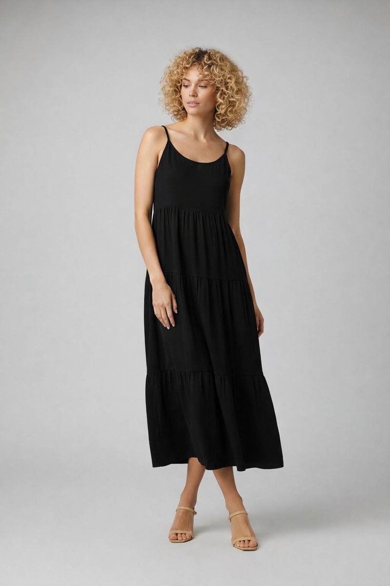 Women's Tiered Midi Formal Dress Lightweight Polyester Flowy Skirt