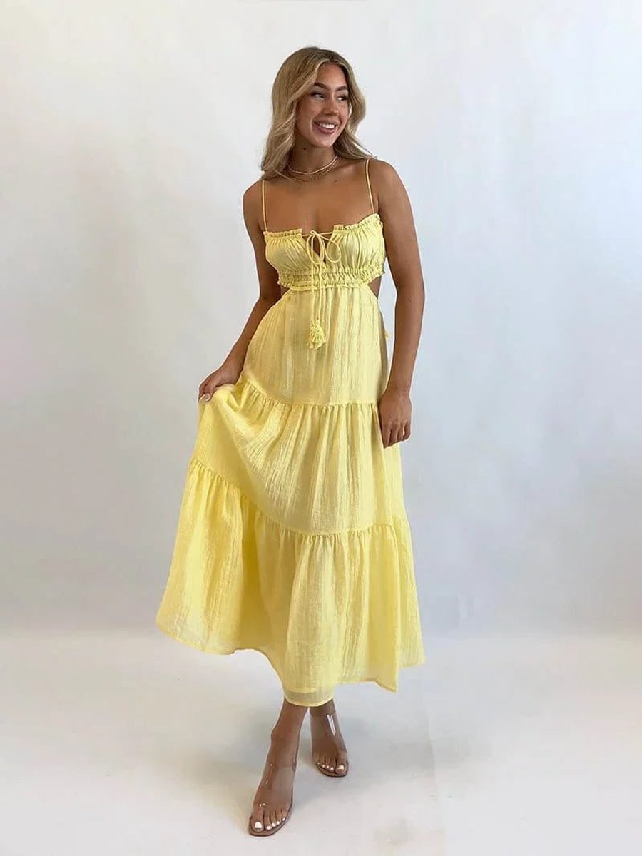 Women's Tiered Spaghetti Strap Midi Formal Dress