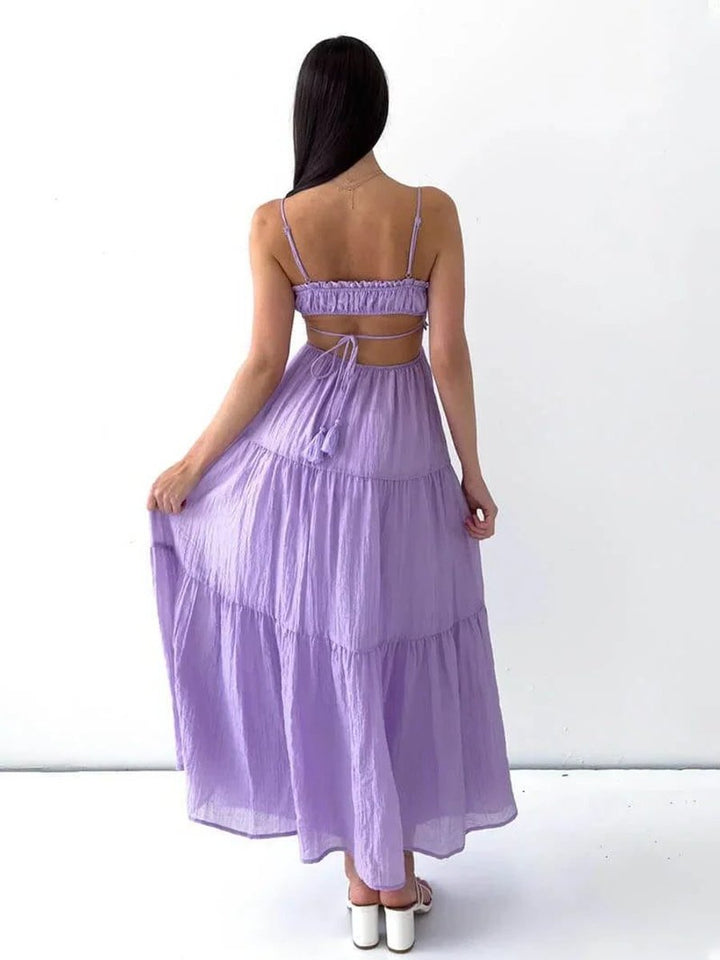 Women's Tiered Spaghetti Strap Midi Formal Dress