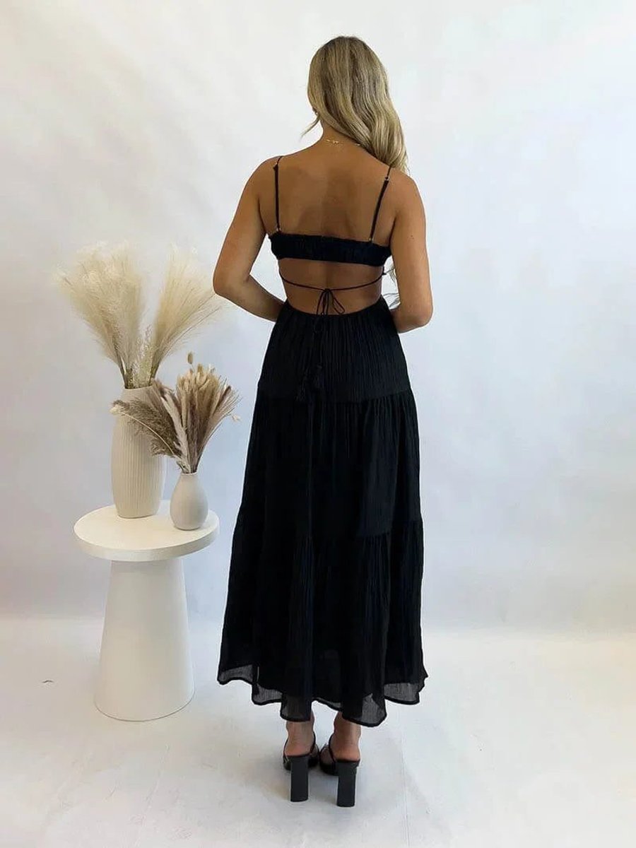 Women's Tiered Spaghetti Strap Midi Formal Dress