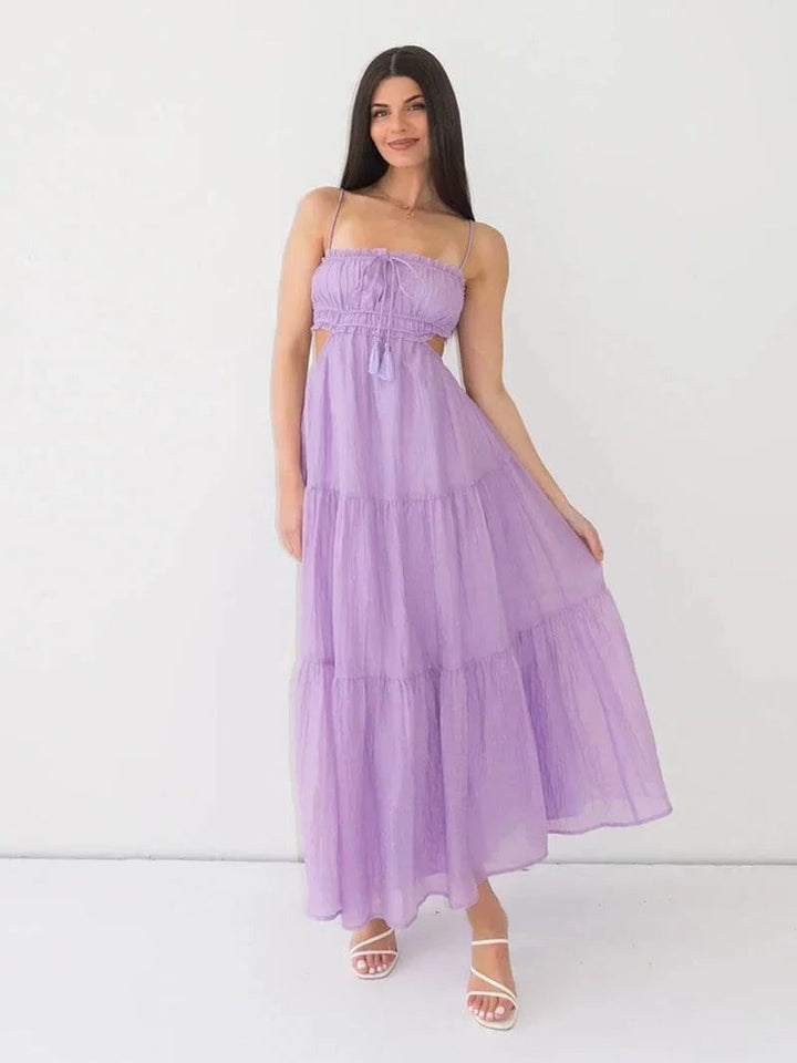 Women's Tiered Spaghetti Strap Midi Formal Dress