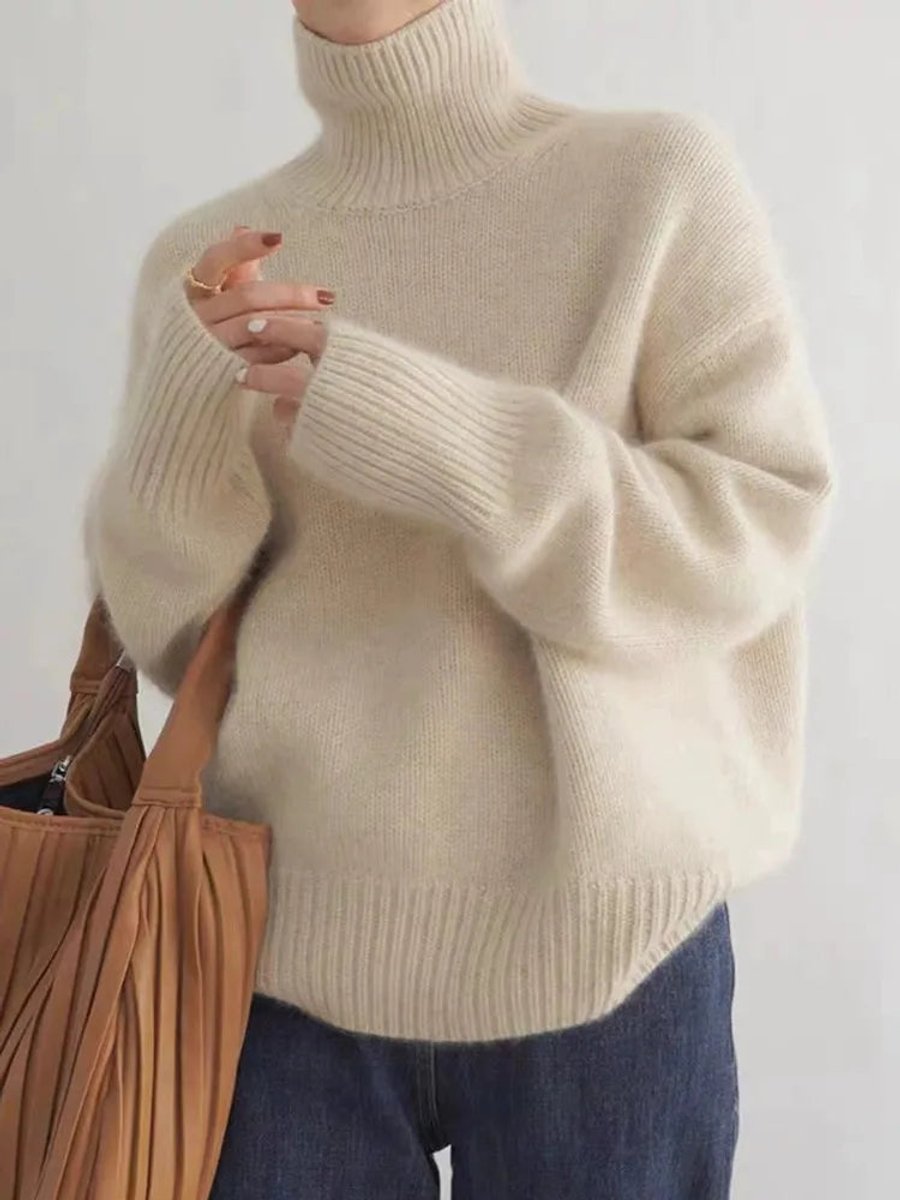 Women's Turtleneck Cashmere Knit Oversized Sweater