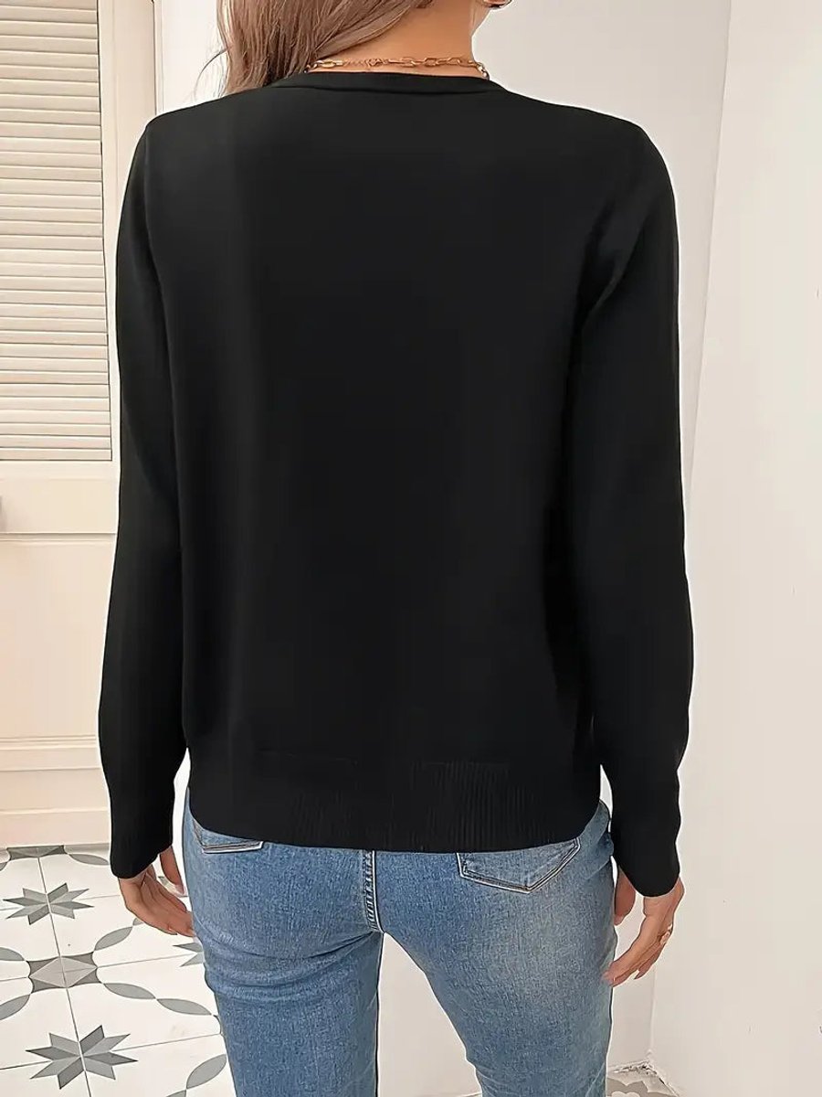 Women's V-Neck Button-Front Long Sleeve Knit Cardigan
