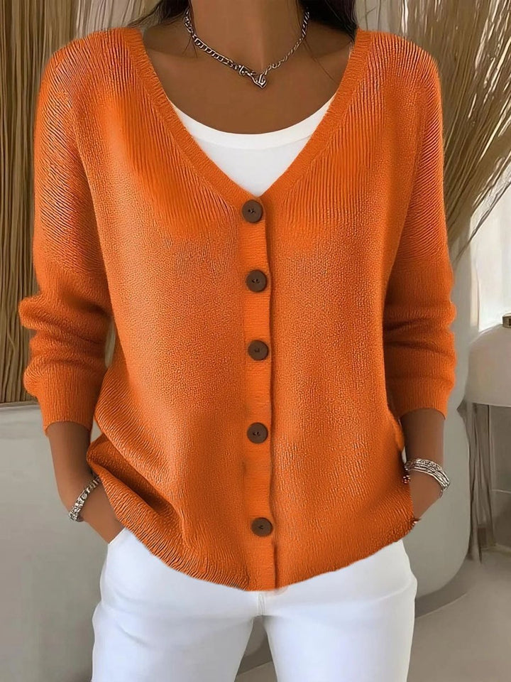 Women's V-Neck Button-Front Oversized Sweater Cardigan