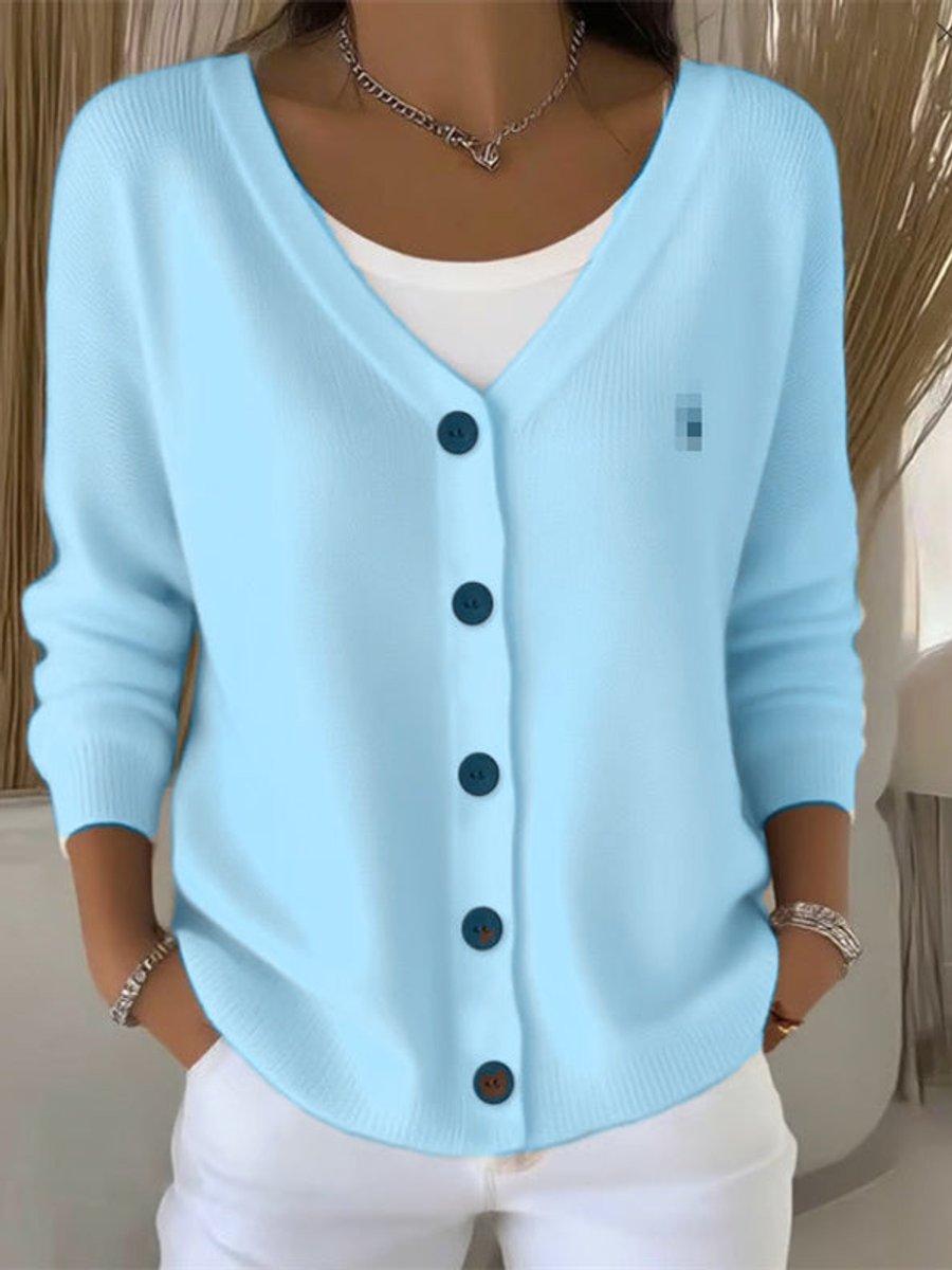 Women's V-Neck Button-Front Oversized Sweater Cardigan