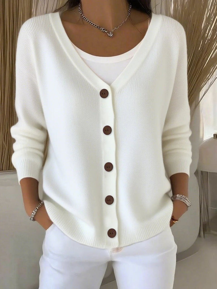 Women's V-Neck Button-Front Oversized Sweater Cardigan
