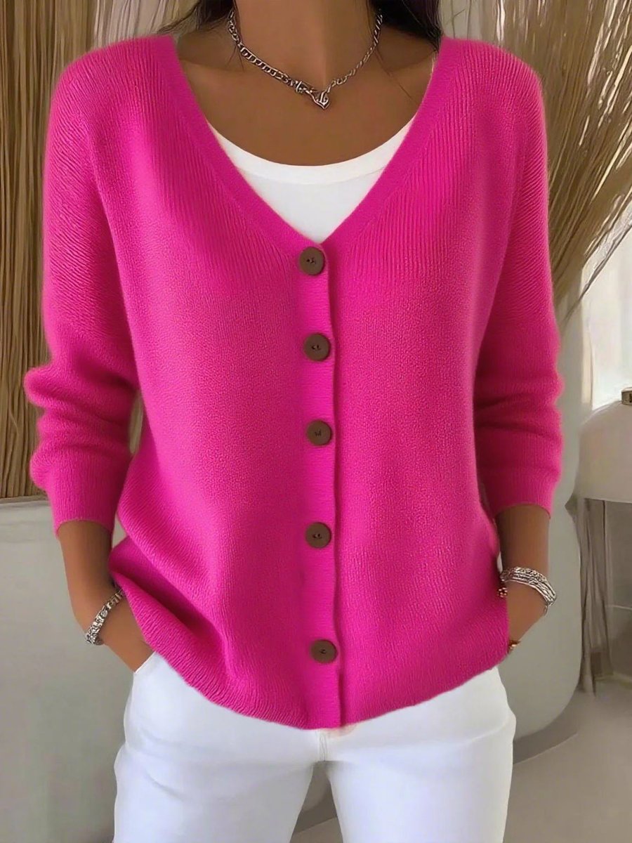 Women's V-Neck Button-Front Oversized Sweater Cardigan
