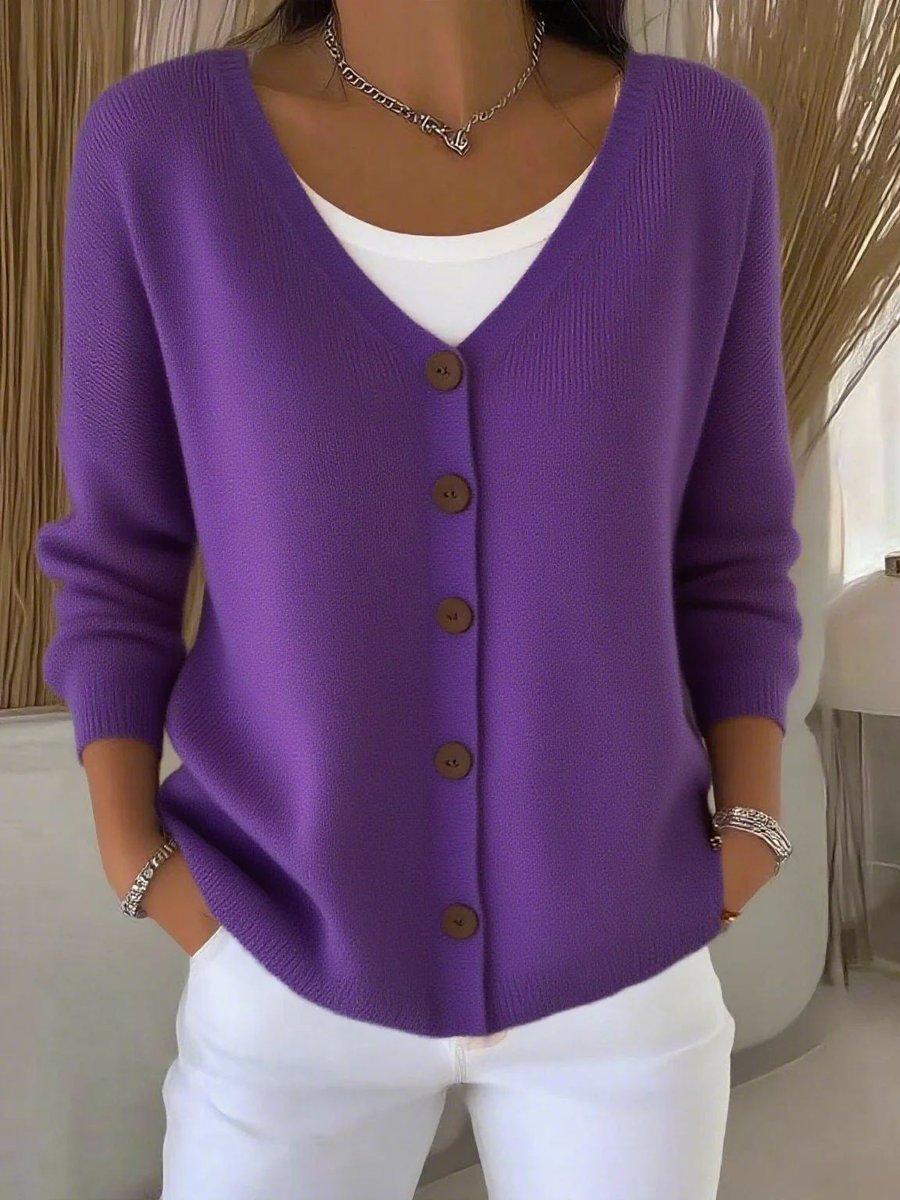 Women's V-Neck Button-Front Oversized Sweater Cardigan