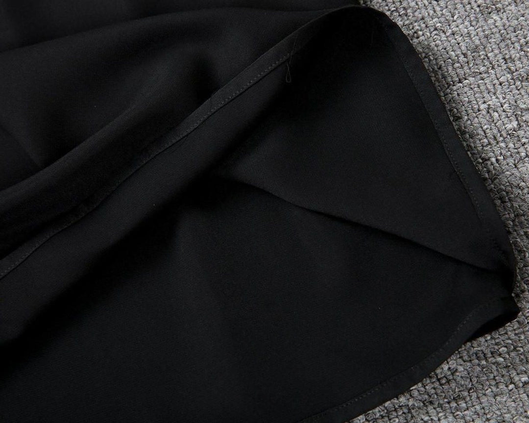 Women's V-Neck Loose Shift Midi Formal Dress Ruffle Sleeves