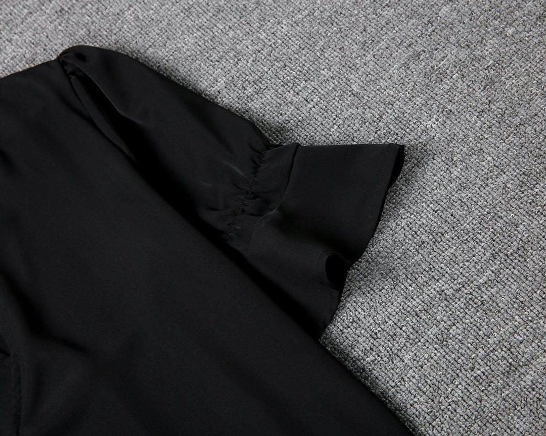Women's V-Neck Loose Shift Midi Formal Dress Ruffle Sleeves
