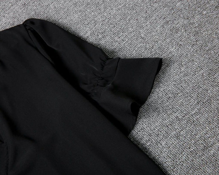 Women's V-Neck Loose Shift Midi Formal Dress Ruffle Sleeves