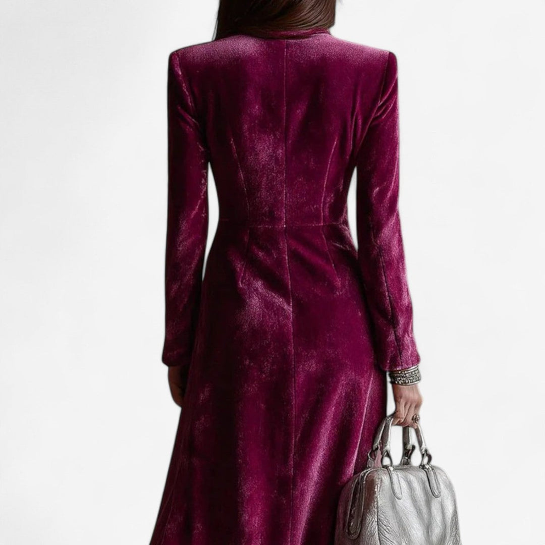 Women's Velvet Double-Breasted Maxi Formal Dress