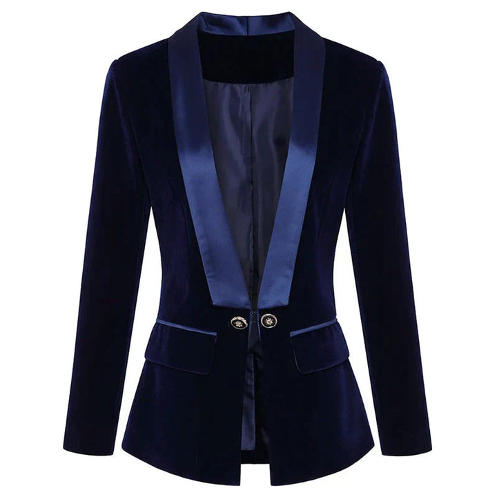 Women's Velvet Satin-Lapel Single-Button Fitted Blazer