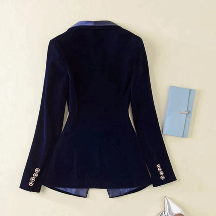 Women's Velvet Satin-Lapel Single-Button Fitted Blazer