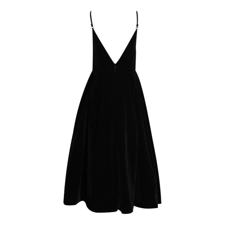 Women's Velvet V-Neck Open-Back Fall Midi Dress