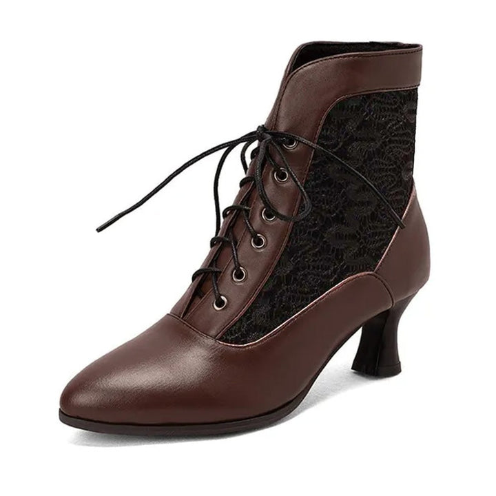 Women's Victorian Lace-Up Kitten Heel Ankle Boots