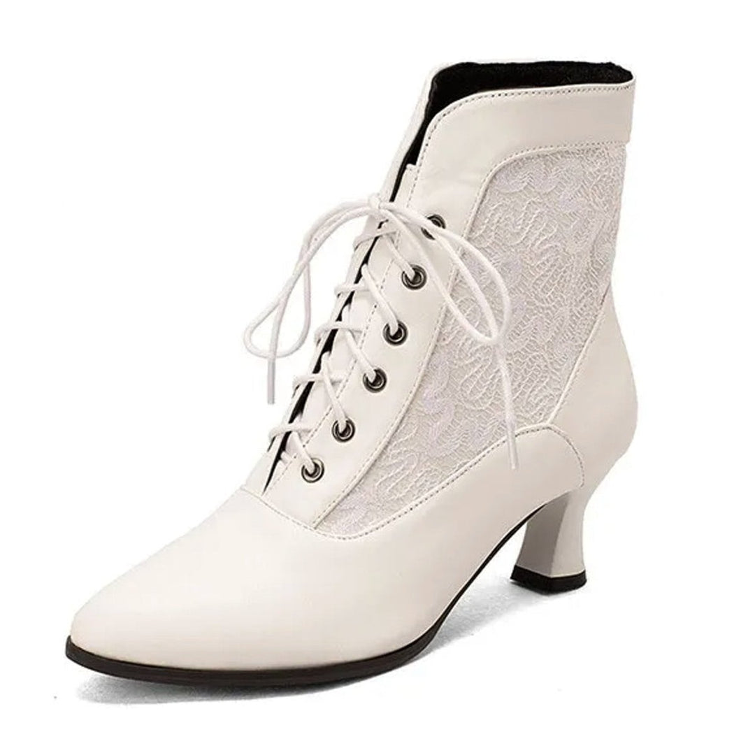 Women's Victorian Lace-Up Kitten Heel Ankle Boots