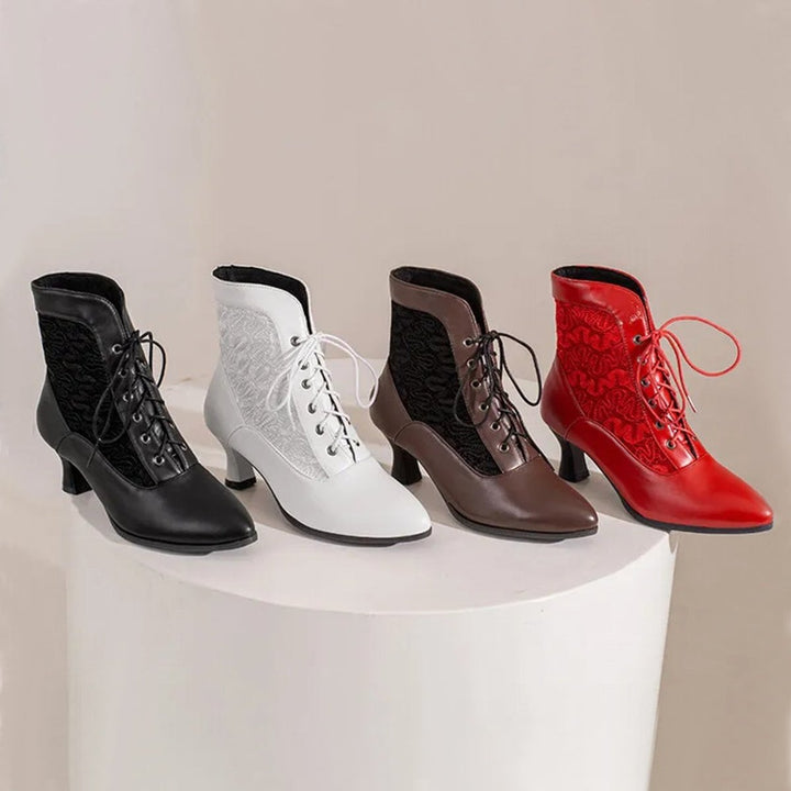 Women's Victorian Lace-Up Kitten Heel Ankle Boots