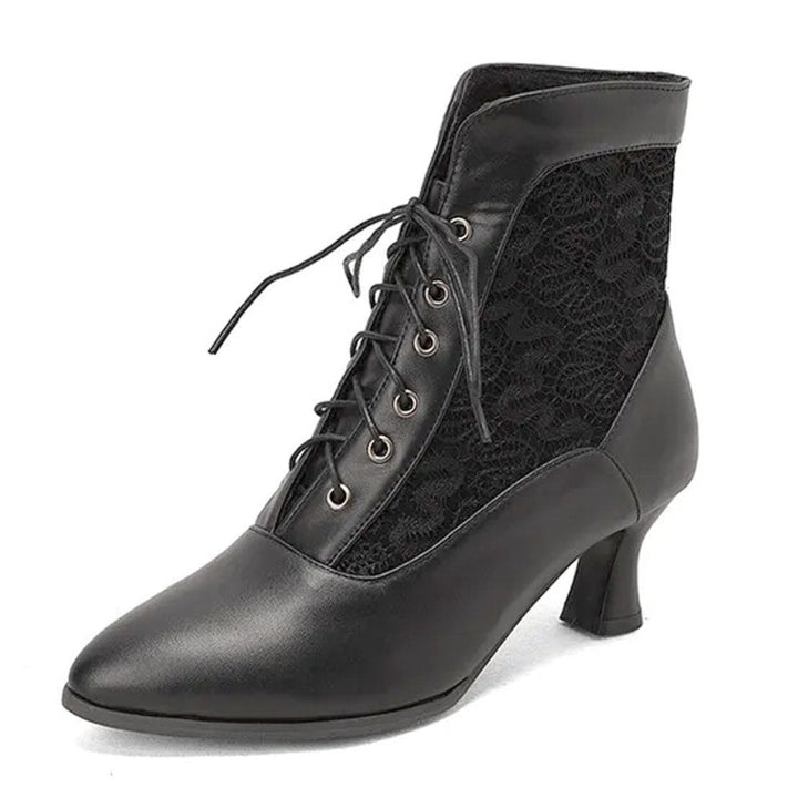 Women's Victorian Lace-Up Kitten Heel Ankle Boots