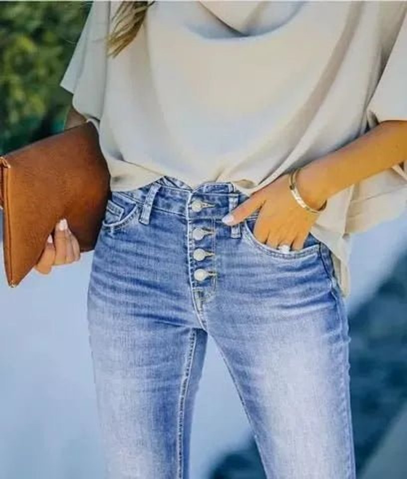 Women's Vintage High Waisted Jeans Stretch Button-Fly Skinny Denim