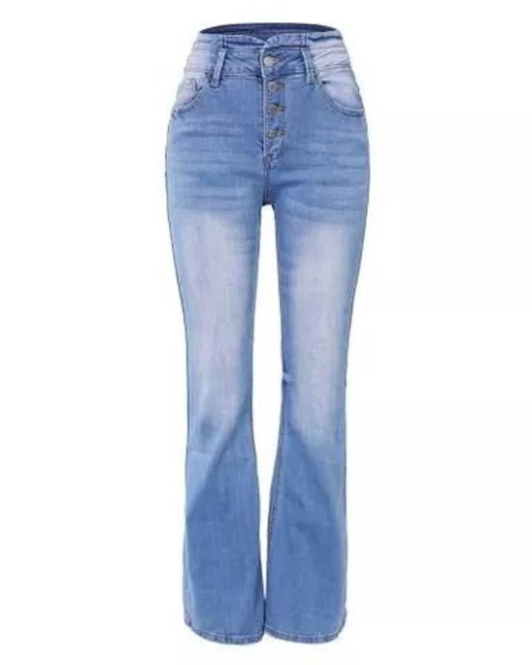Women's Vintage High Waisted Jeans Stretch Button-Fly Skinny Denim