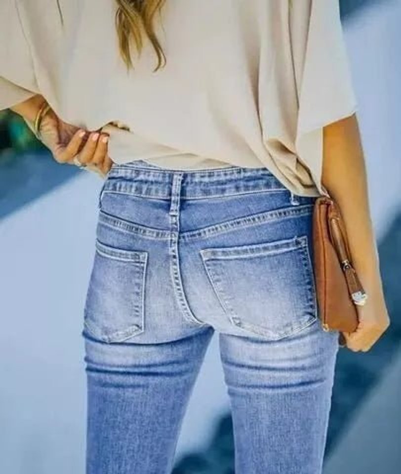 Women's Vintage High Waisted Jeans Stretch Button-Fly Skinny Denim