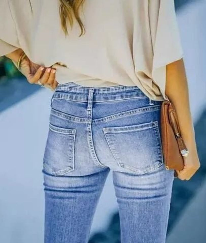 Women's Vintage High Waisted Jeans Stretch Button-Fly Skinny Denim