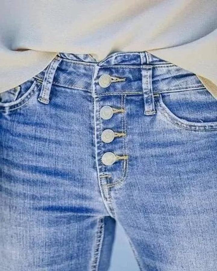 Women's Vintage High Waisted Jeans Stretch Button-Fly Skinny Denim
