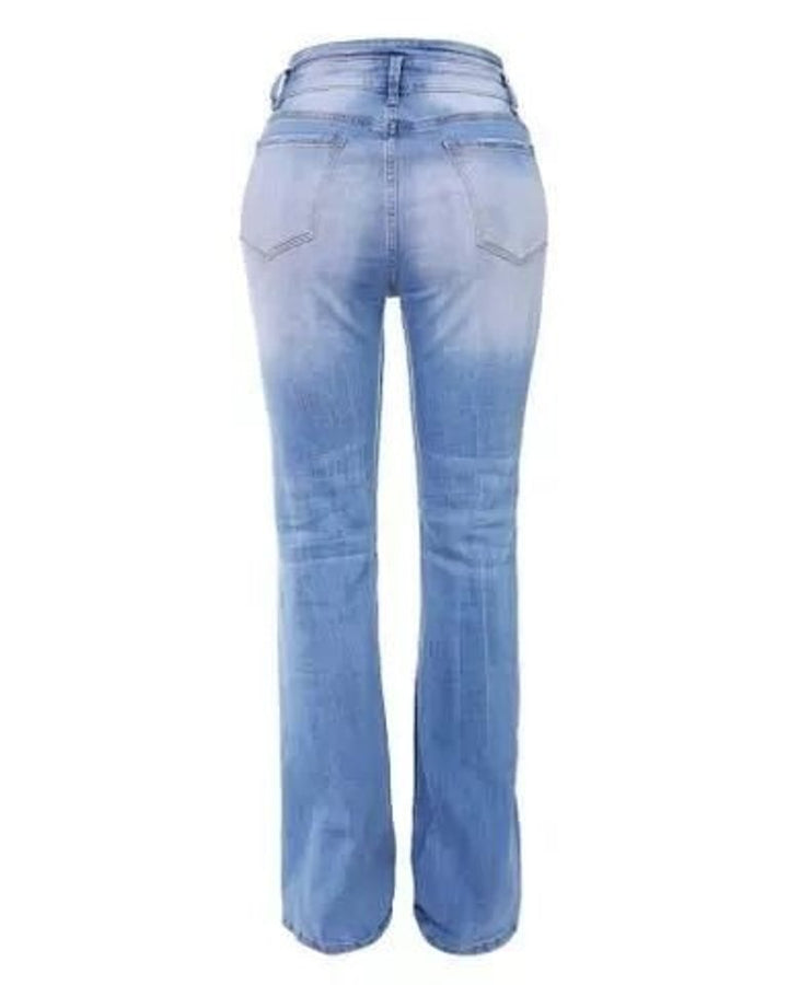 Women's Vintage High Waisted Jeans Stretch Button-Fly Skinny Denim