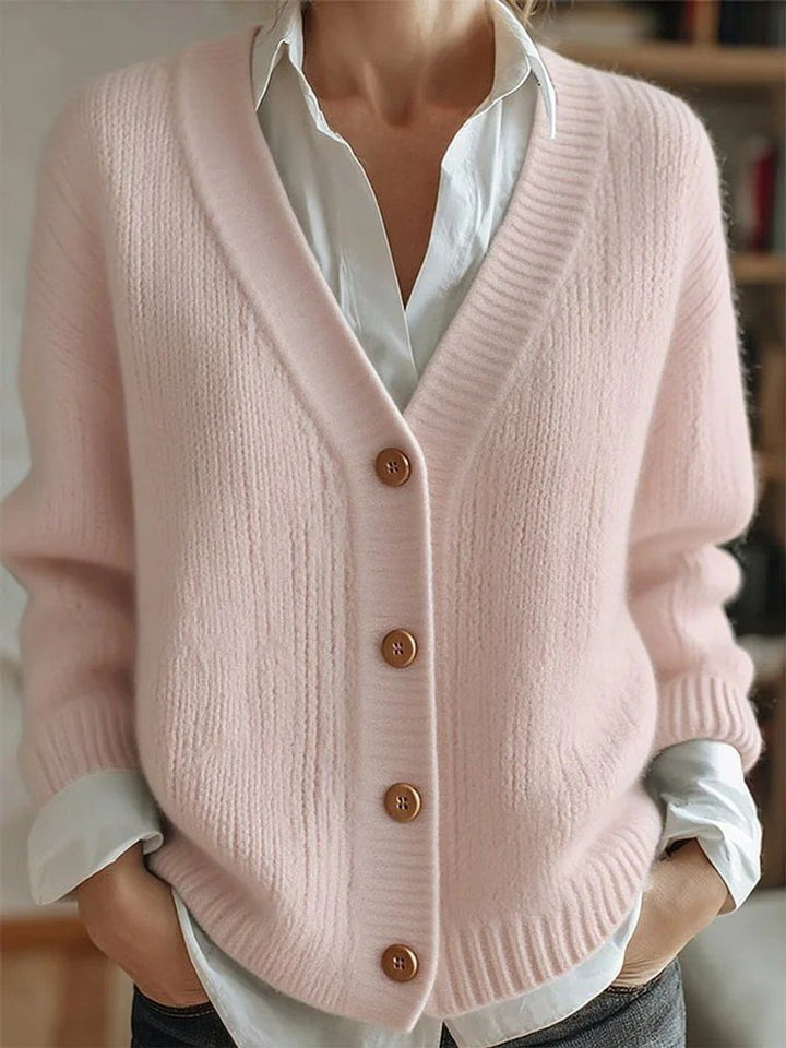 Women's Vintage V-Neck Button-Front Knit Cardigan Sweater